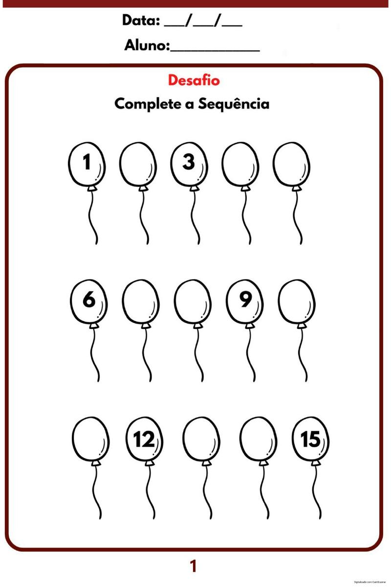 Página do material 300 Atividades Especiais com desafio de completar a sequência numérica