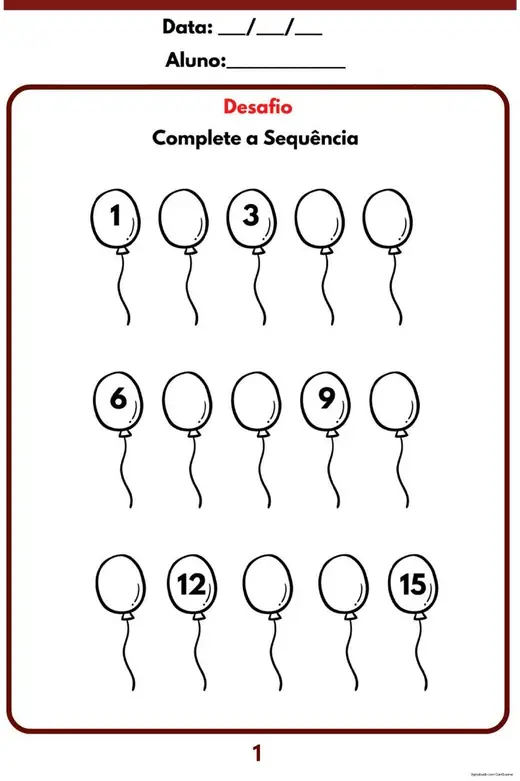Página do material 300 Atividades Especiais com desafio de completar a sequência numérica